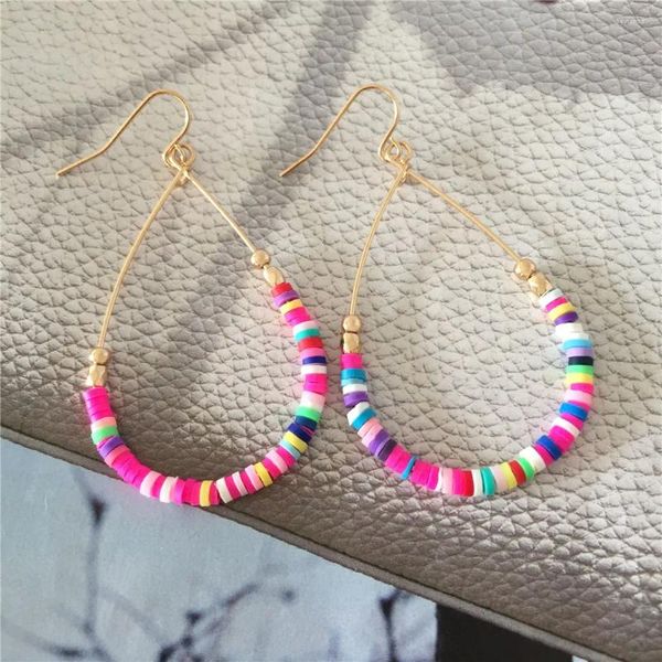 Orecchini a pennagliera multicolore boho hoop moda colorato argilla coreano di gioielli accesorie per donne ragazze all'ingrosso