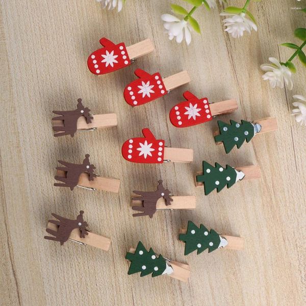 Cornici da 30 pezzi cartelle PO decorazione in legno decorativo clip per piccoli vestiti in legno piolo fumetto immagine natale