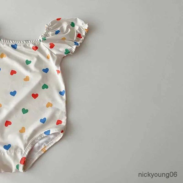 One-Pieces Milancel 2pcs Sommer Kinder Baby Schwimmbad ein Stück Herzdruck Mädchen Badeanzüge Kleinkind Badebekleidung