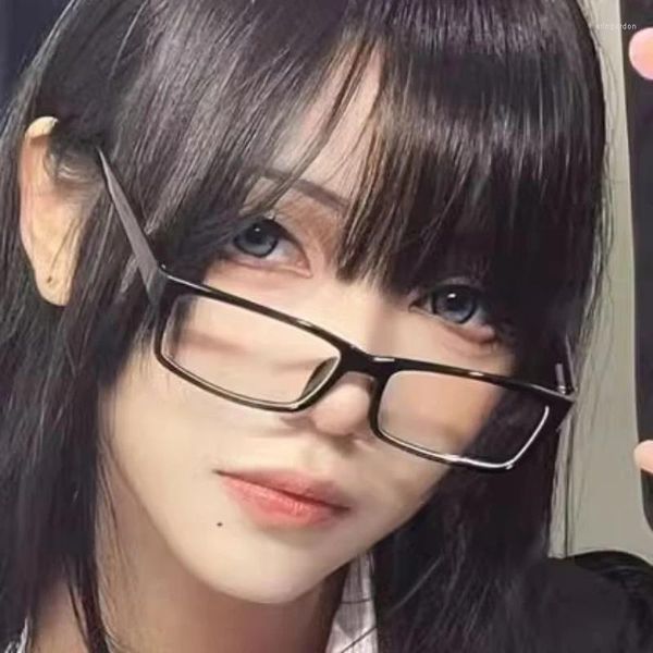 Occhiali da sole giapponese Retro Small Square Frame Glasses Women Women Harajuku Eyecyses Lettura Spettacolo Blu Bloccante Eyewears