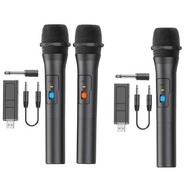 Microfones Microfone sem fio Karaoke Sistema de microfone sem fio com receptor USB MiC MIC para máquina de karaokê e misturador