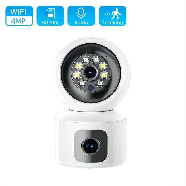 Yeni çift lens 2K 4MP wifi ip kamera cctv 360 ° ptz akıllı ev güvenlik koruma video monitörü bebek dadı evcil hayvan gözetim kamerası