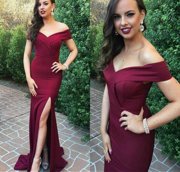 Zuhair Murad Burgundy Mermaid Prompes Satin Off The Wick Spell Train Train Дешевый платье подружки невесты Вечерняя вечеринка Gorg37120111111111111111