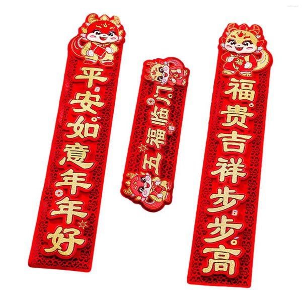 Party -Dekoration 2024 Spring Festival Couplets Aufkleber Set Tür Leichtes Heimbürodekor Traditionelle Segenwörter