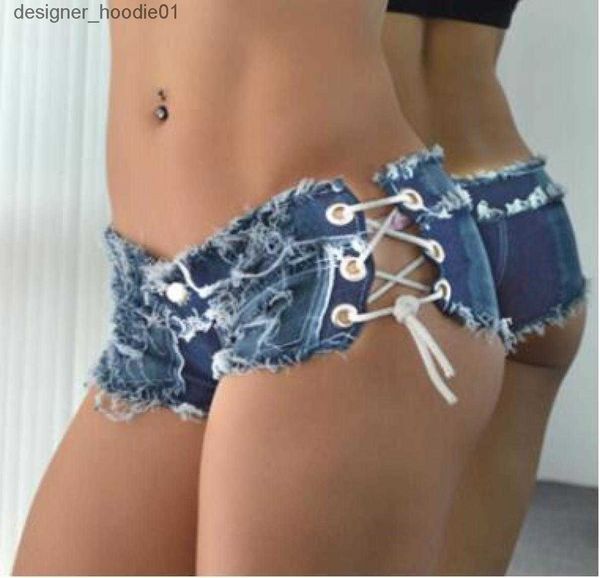 Frauen Shorts Short Jeans Pole Dancing Women Denim Shorts Jeans Micro Mini Jean für Ladies Ultra Low Rise Taille Clubwear für Womens4271723 C240413