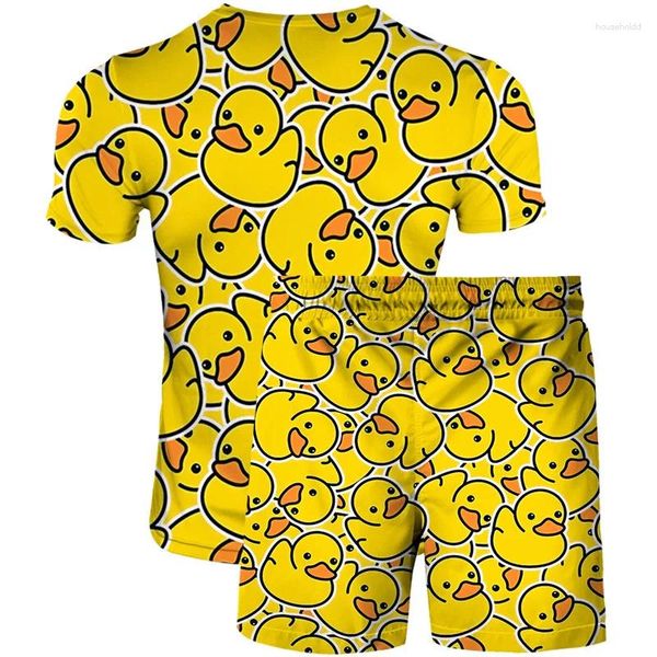 Roupas conjuntos de roupas patos leopardo 3d thirch shorts infantil moda moda flor de tamanho curto calças de manga curta