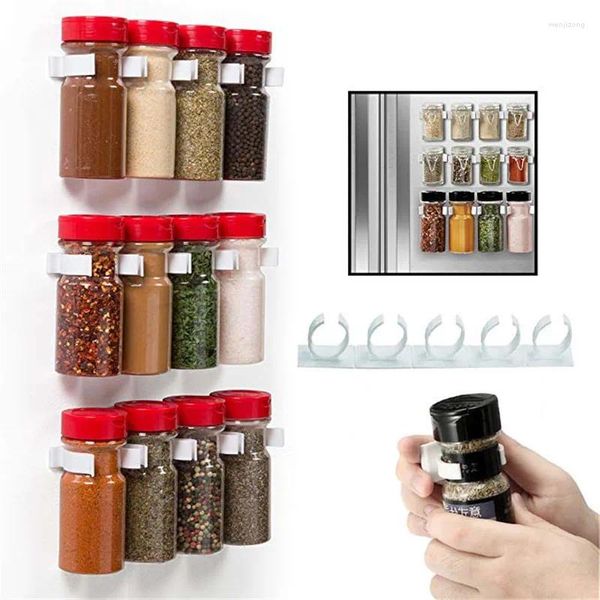 Küchenlagerregal-Gewürz-Jar-Organizer Einfacher Flaschenclip Food Haushalte Plastik 4-teiliger Set