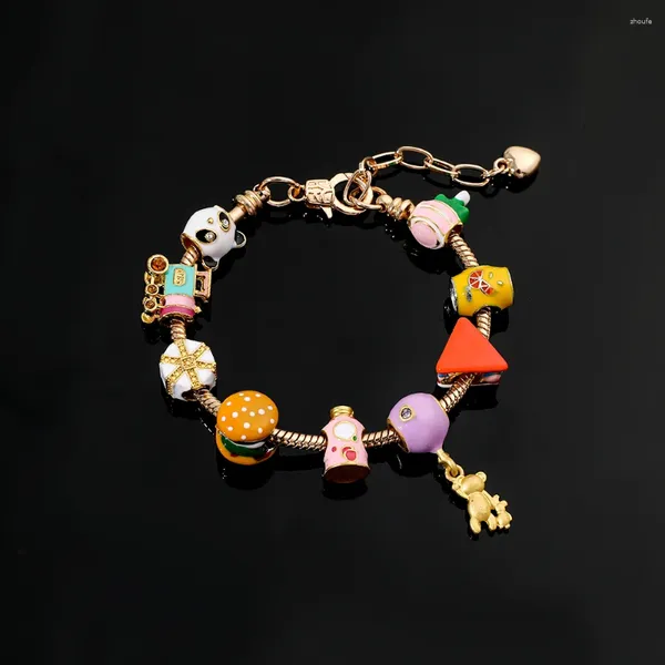 Charm Bracelets Kreativität lustige y2k Emaille Perlen Armband Fastfood Sandwich Hamburger Cartoon DIY Geschenke für Freunde Kinder Kinder