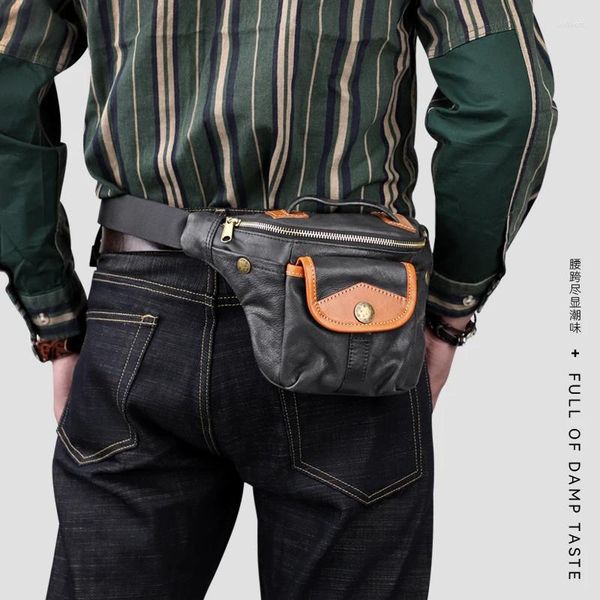 Bolsas de cintura Moda Bolsa de cinto masculino Mensageiro de ombro de peito macho de couro para trabalho para o trabalho Pocket Pocket