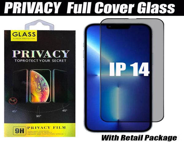 Privacy Antipeeping Antispy Glass Screen Protector für iPhone 14 13 12 11 Pro Max XR XS 6 7 8 plus Vollverlagerung mit Temperaturglas in 2850963