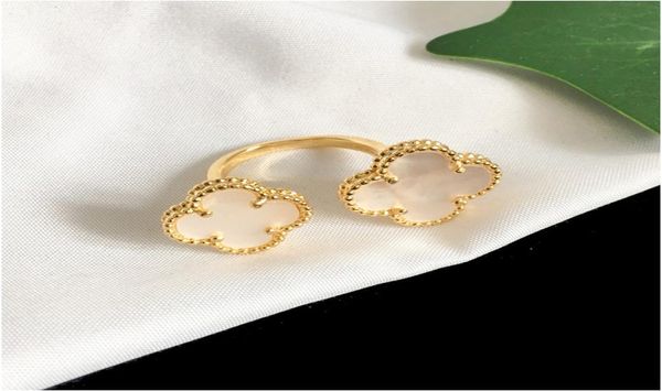 Quatro Clover Folhas Lady Gold Anings for Woman Flower Rings For Women Agate Shell Fashion Jewelry for Women With Boxes Whole1067139