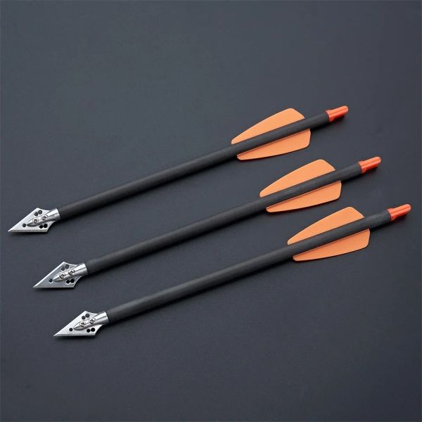 Darts 7,5 polegadas de flecha de besta de carbono puro od 7,5mm 2 '' Plástico para caça ao ar livre de caça ao ar livre de 6/12/24pcs