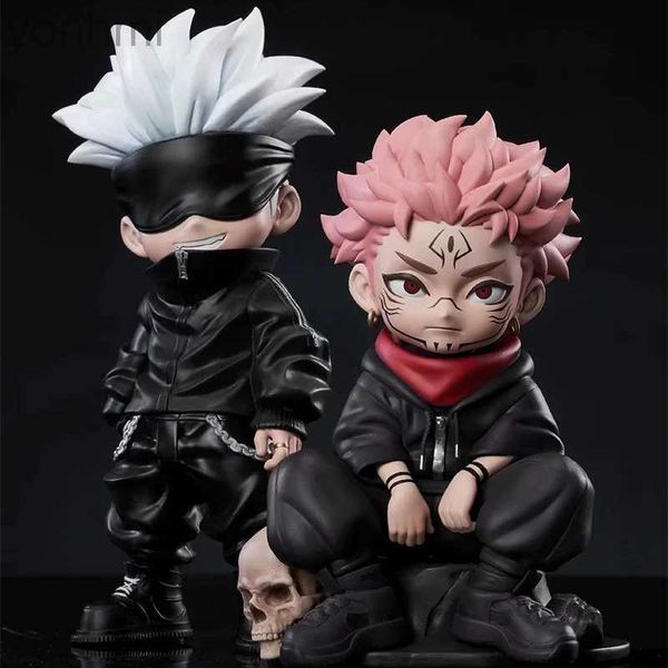 Anime manga anime jujutsu kaisen itadori yuji figürin q versiyonu ryomen sukuna figür karikatür satoru gojo heykeli pvc koleksiyon masaüstü oyuncak 240413