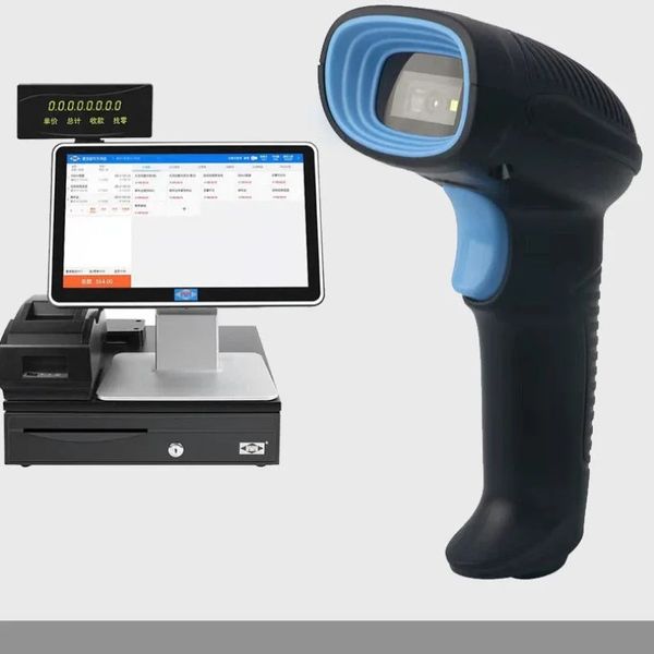 Модный беспроводной красный световой сканер штрих -код QR Scan Scan Gun 2D быстрое распознавание высокое качество со встроенной батареей