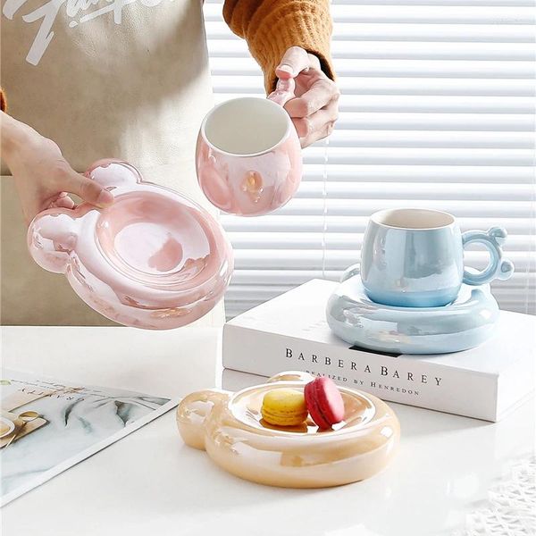Tazze in stile nordico grazioso orso ceramico tazza tazza tazza cucina latte tè per bere decorazioni per la casa coppia di regali con vassoio