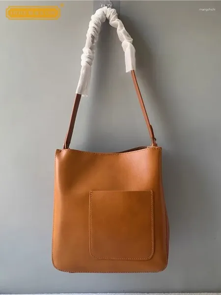 Umhängetaschen Frauen lässig Eimer Bag Cowhide Echt Leder Büro Damen Arbeiten Gurt Crossbody Colors Beutel Einkaufen