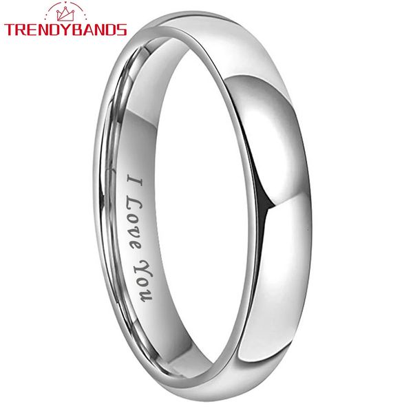 TrendyBand Tungsten Carbide Ehering Band Engagement Paare Schmuck 4mm 5mm 6mm 7mm 8mm 10mm Ich liebe dich gravierter Ring 240401