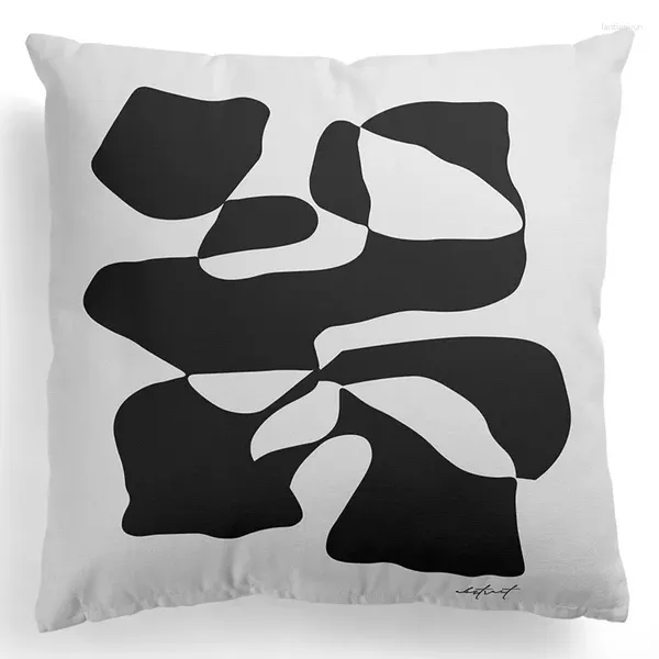 Capa de travesseiro Fronha de estilo nórdico Abstract Black White Geométrico Decoração Casa Sofá de cabeceira 45 Super Soft Têxtil