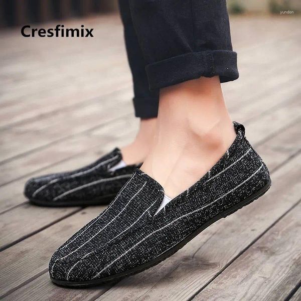 Sapatos casuais Cresfimix Driver masculino Slip On Men Leisure Plus Size Black Stripe Man Cloth confortável A2882