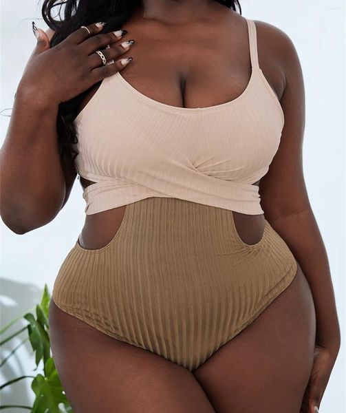 Frauen Badebekleidung 2024 Mode großer Strandanzug sexy Badeanzug übergroße Kontrastfarbe Big Bikini