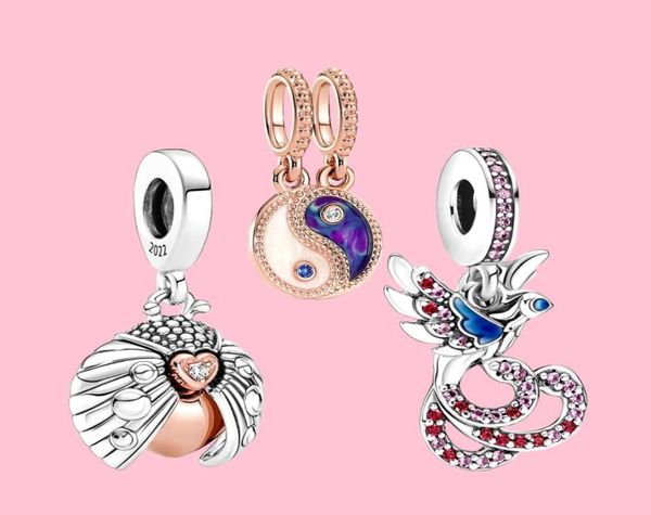 Fit Charms 925 Bracelet Bead Original Box Logo Logo Yin Yan Yang Sparkling Phoenix European Charm Jewelry5492470