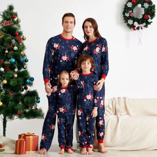 Bettwäschessätze Weihnachtsfamilien passt passende Pyjamas Set Weihnachten Nachtwäsche Nachtwege Weihnachtsmann Santa Claus Print T -Shirt Hosen Outfits Drop