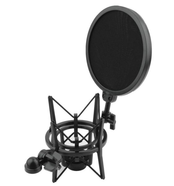 Neuer Mikrofonschock -Mount -Standhalter mit integriertem Pop -Filter -Screen -Mikrofonmikrofon Professioneller Schock -Mount3321655