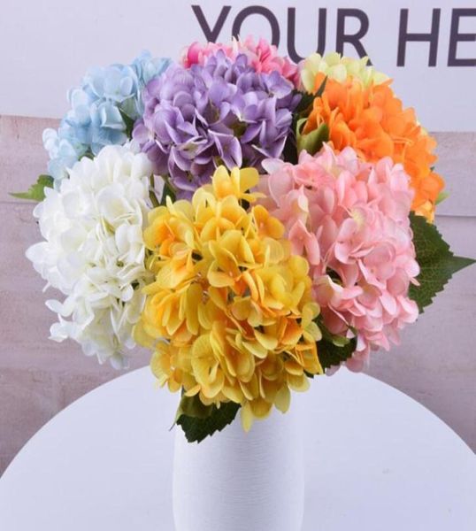 DHL Hydrangea de seda artificial Big Flower 75quot Buquê de flor de casamento branco falso para a mesa Decorações de peças de mesa 19COL6838392