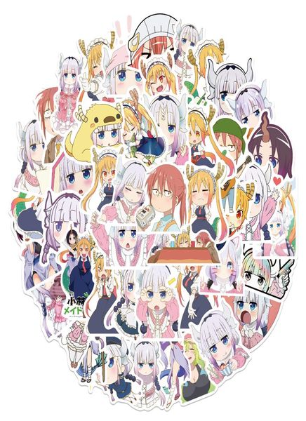 50 PCs Mixed Graffiti Skateboard adesivos Miss Kobayashi Dragon Maid Anime para Laptop Capacete de Lapto de Carro Motorcycl7884590