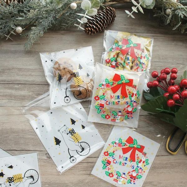 Geschenkverpackung 10 11 cm 100pcs Weihnachtsgirlande Polarbär als Jahr Keksschokoladen -DIY -Pack Plastik