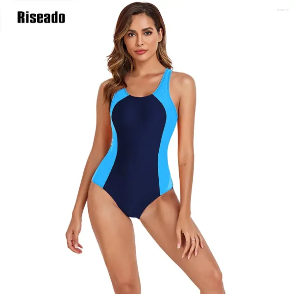 Menas de banho feminina RISADO 2024 One peças Swimsuit Woman Sports Sports Beach Rashguard Terno de banho Racerback Ternos de banho para meninas