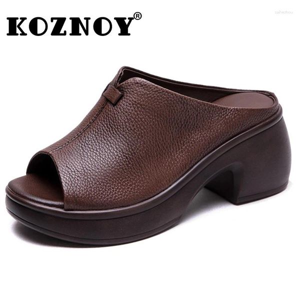 Pantofole koznoy da 6 cm in pelle genuina vera pelle estate in gomma leggera da donna comoda slitta