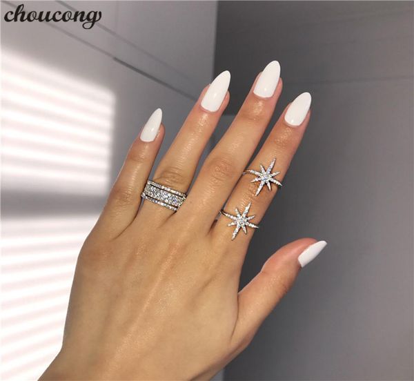 Choucong Star Starlight Promise Ring 5A Zircon Stone Real 925 Sterling Silver Wedding Cand Rings for Women Men Party Jewelry8254144