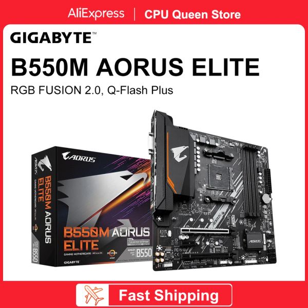 Motherboards Gigabyte New B550M Aorus Elite Motherboard AMD Ryzen B550 Soquete AM4 DDR4 128GB PCIE 4.0 M.2 SATA III B550