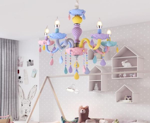 Moderne LED -Kronleuchter Lichter Kinderzimmer Buntes Kristall Metall Leuchte Schlafzimmer Kinder Deckenlampe Innenhome Dekoration5067433