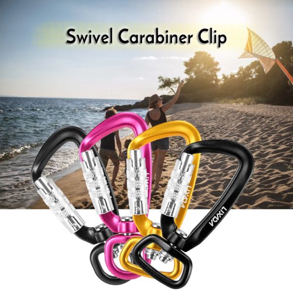 Anahtarlık 1/2pcs Lixada Survial Rescue Dağcılık Karabinacıları Kanca Dring 360 ° Döner Spinner Anahtarlık Halat Döner Karabaşık Klipsi