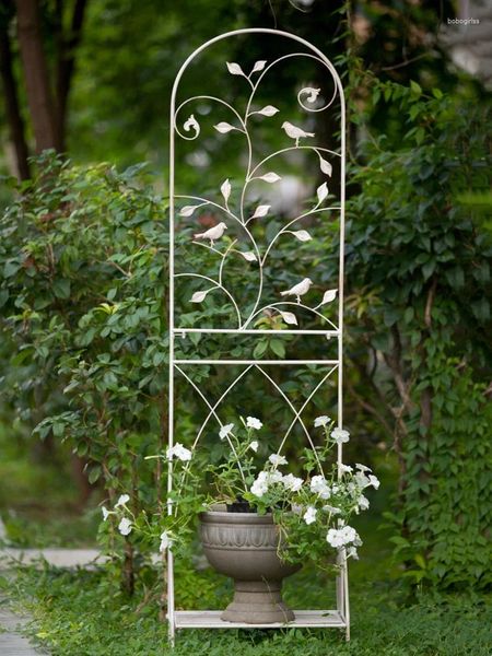 Placas decorativas Balcony Flor Stand Chinês Rose Clematis Substituir suporte para o pátio Jardim Jardiniere Lattice