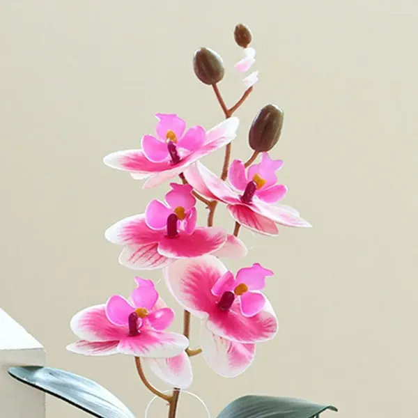 Flores decorativas 5/10 Head Artificial Flor Butterfly Orchids Simulação Phalaenopsis Fake Slik Wedding Party Decoration