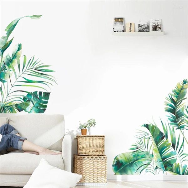 Adesivos de parede Série de vegetação tropical Setas de adesivo quarto de estar em casa decoração de sofá mural de fundo de parede de papel de parede verde