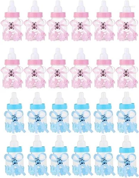 Geschenkverpackung 24PCS Feeder Style Bonbonflasche für Babypartybevorzugungen Jungen Mädchen Geborene Säugetie Taufe Taufe Geburtstag