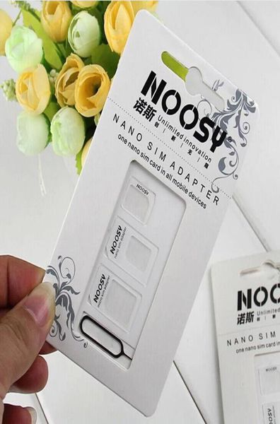 Noosy Nano SIM -карта Адаптер 4 в 1 микро -адаптеры с розничным пакетом для вывода PIN -кода для iPhone 55S66SSAMSUNG2479068