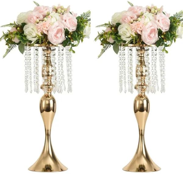 Hochzeiten Kerzenhalter stehen goldene Silbereisen -Eisentisch Blumenstabs -Heimdekoration 0413
