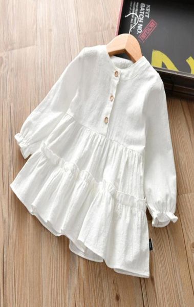 28T Малышская девочка -одежда блузки детские весенняя осень с длинным рубашкой для девочек Детская мода белая рубашка y20074839522