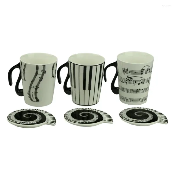 Coppe Saucers Novità creativa Musica bianca Note Coppa per pianoforte Coffee in porcellana in ceramica con regalo di copertura