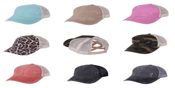 Baby Girls lavou o boné de beisebol de rabo de cavalo de volta malha cruzada Caps Snapbacks para criança Visor de verão Capdoor Outdoor Casque7265877