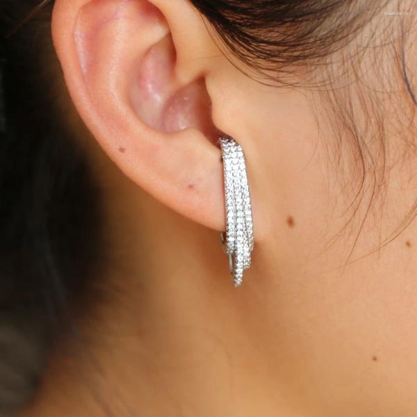 Stud Küpe 2024 Lüks Gümüş Renkli Mikro Pave CZ Uzun Top Botton Ear Studs Bakır Kurşun Nickle Free Women For Women