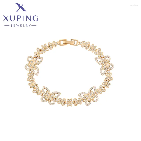 Bracelets de link Xuping Jewelry Chegada Butterfly Style Gold Batled for Women Love Birthday Gift Bracelet-763