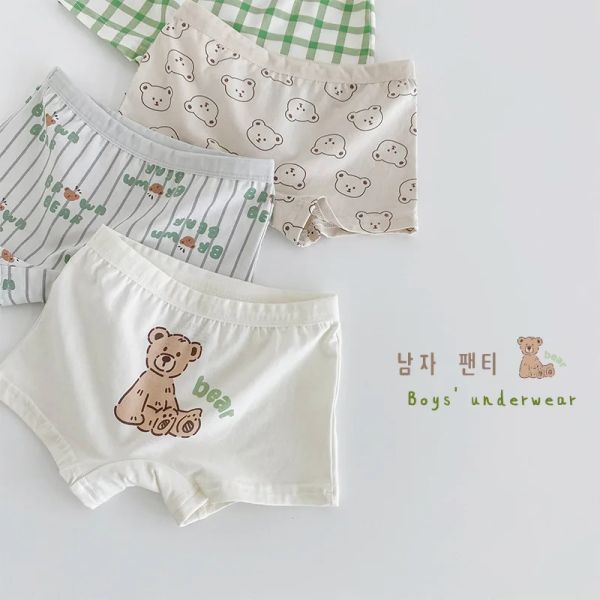Roupa íntima 211 de meninos de algodão macio de algodão de dinossauros urso bebê bebê crianças roupas íntimas 4 pacotes
