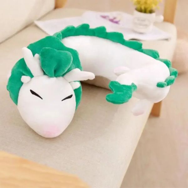 Mode süß u form u form plush White Dragon Hals Kissen Spielzeug Puppen Weihnachtsgeschenke für Kinder 240401