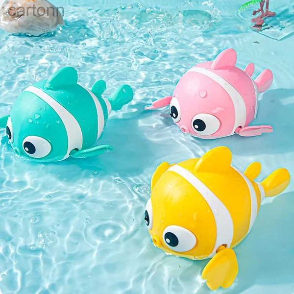 Bath Toys Bath Bath Bath Toys fofos de peixe cartoon animal flutuante Wind Up Toys Water Game Classic Clockwork Toys for Toddlers 240413